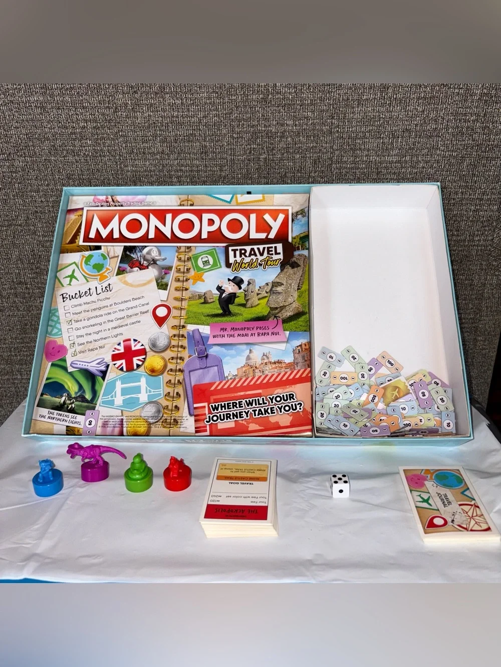 Monopoly Travel World Tour Board Game 2022 Family Game Night 2-4 Players